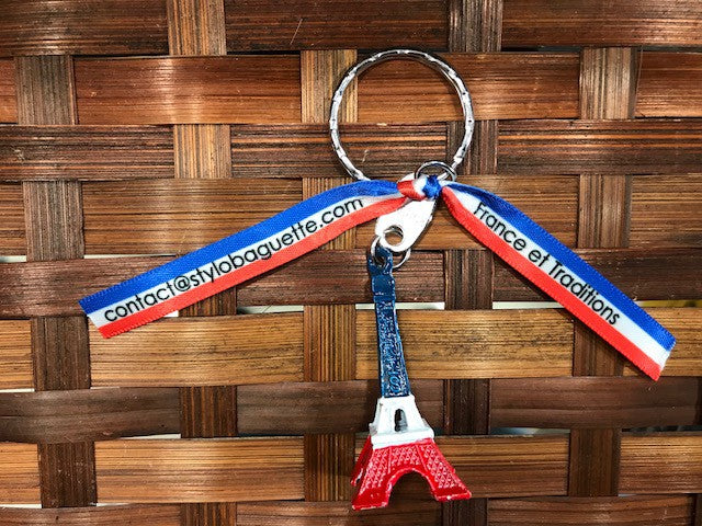 Porte clés Tour Eiffel + ruban personalisé