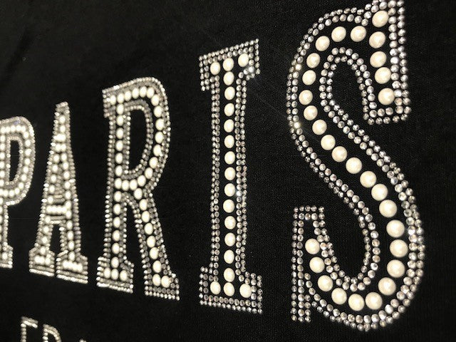 Tee shirt Femme Paris strass et perles