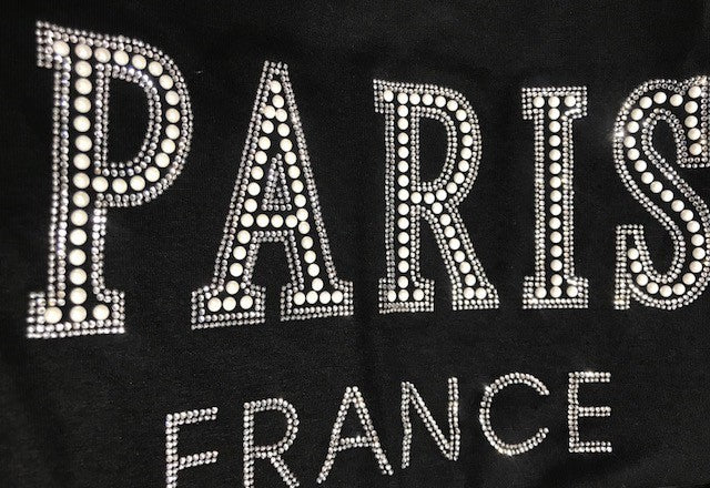 Tee shirt Femme Paris strass et perles
