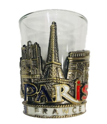 Verre shooter Souvenir Paris métal tricolore