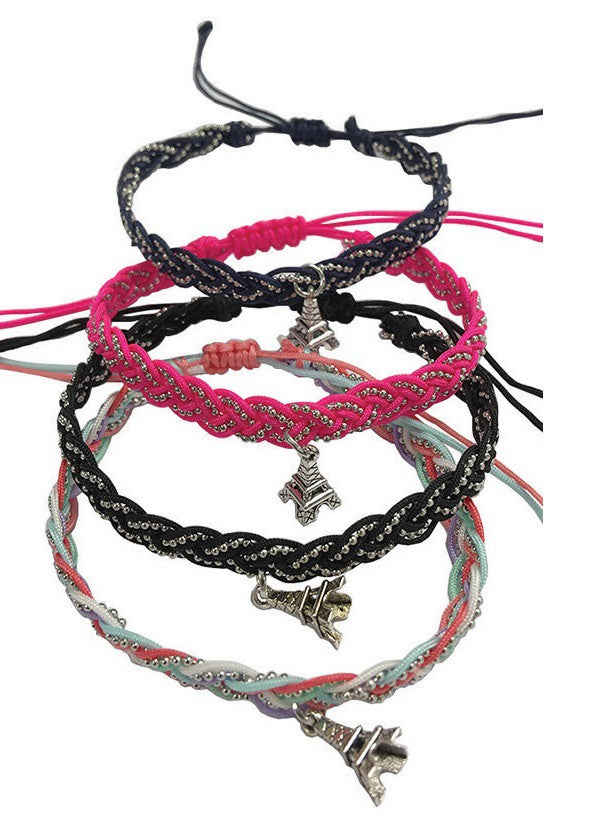 Bracelet Tour Eiffel tissu et strass