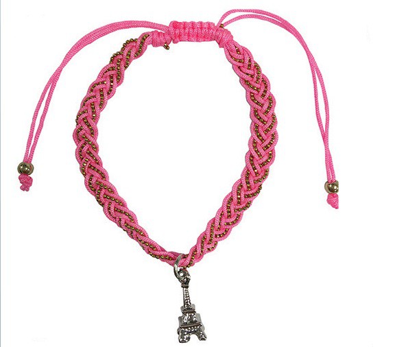 Bracelet Tour Eiffel coton et métal