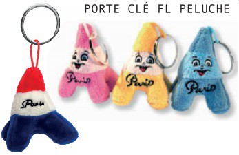 Porte clés Tour Eiffel Peluche tricolore