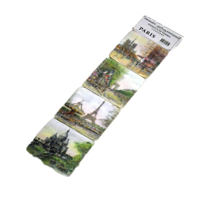 4 coasters Souvenirs of Paris - Souvenirs of France, PAR'ICI