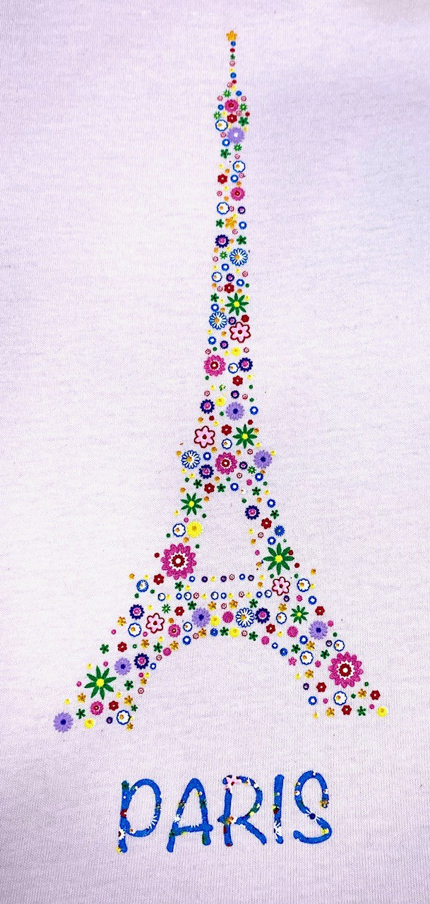 Tee shirt Tour Eiffel fleur rose