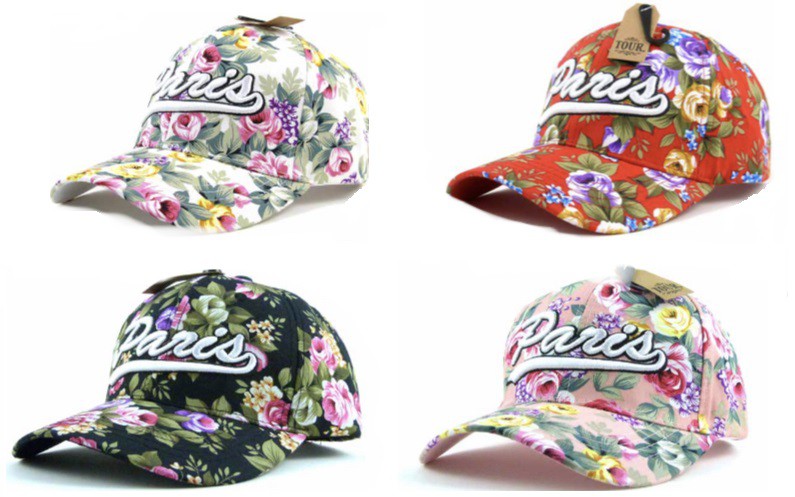 Casquette Paris fleurs