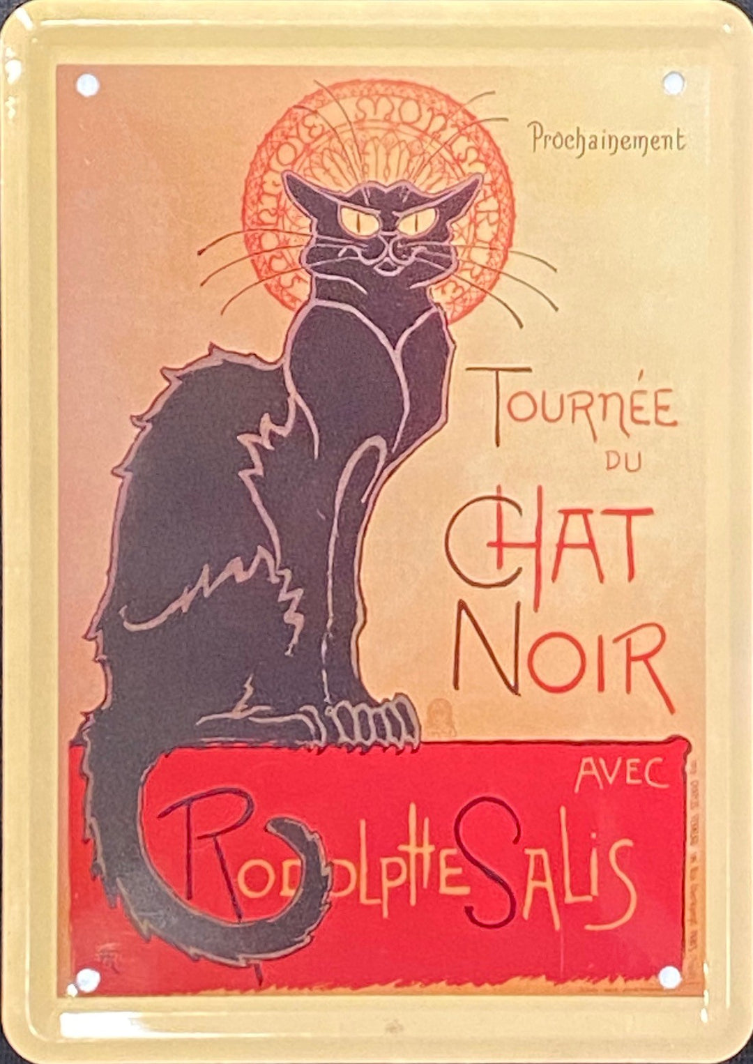 Carte postale le chat noir plaque métal