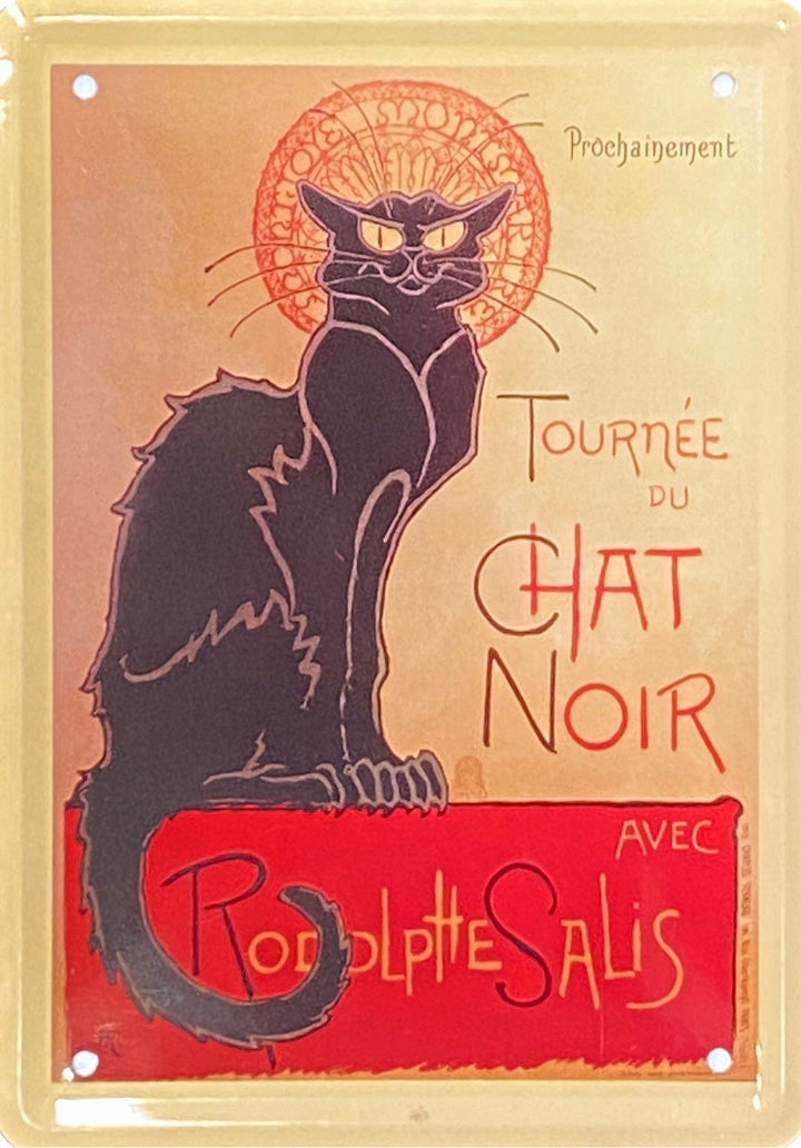 Carte postale le chat noir plaque métal