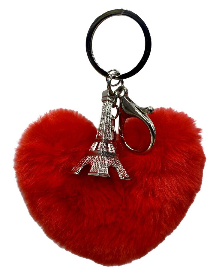 Porte clés Tour Eiffel peluche cœur rouge