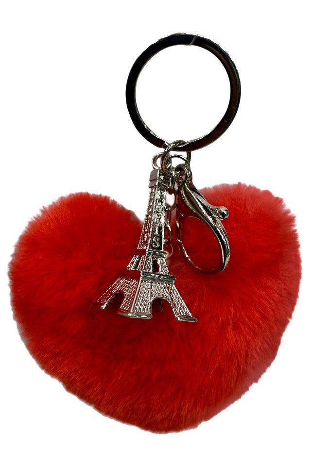 Porte clés Tour Eiffel peluche cœur rouge
