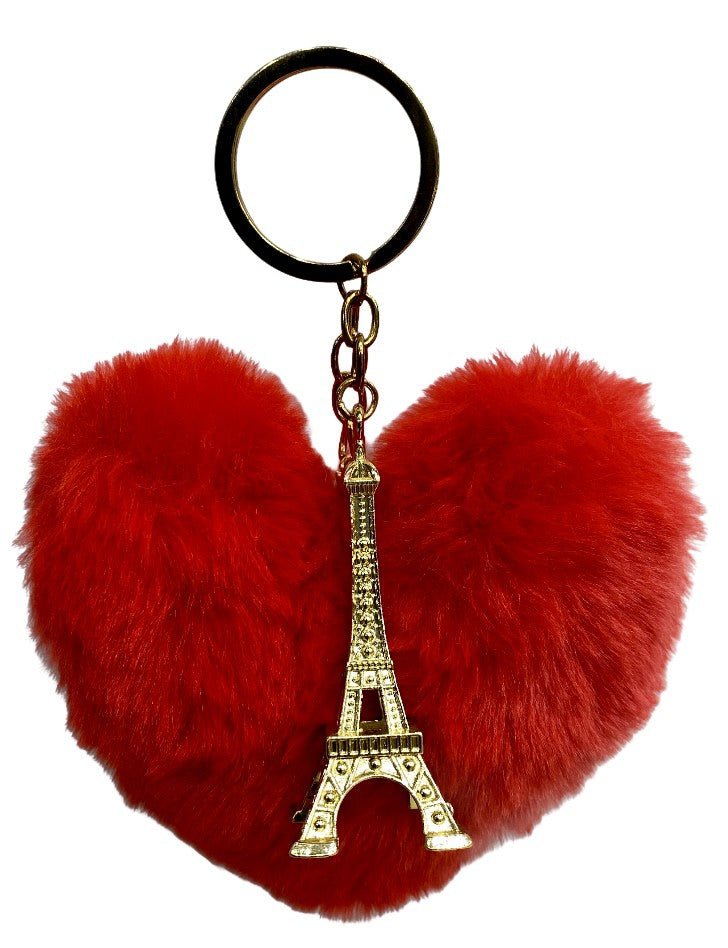 Porte clés Tour Eiffel peluche cœur rouge