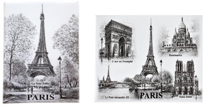 2 magnétiques souvenirs de Paris Tour Eiffel monuments