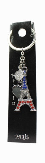 Porte-clés coeur strass tricolor