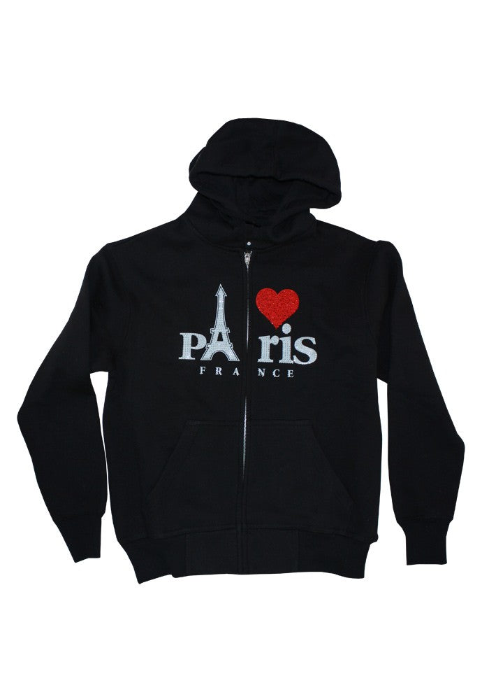 Sweat Shirt Paris cœur strass