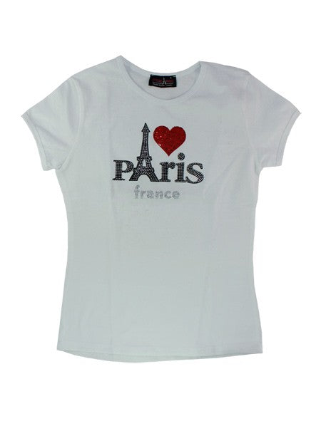 Tshirt Femme Paris cœur strass