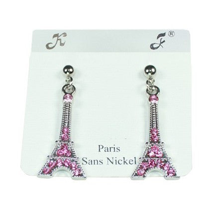 Boucles d'oreilles Tour Eiffel roses