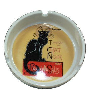 Cendrier Chat Noir blanc rond