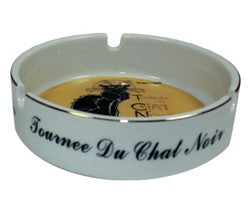 Cendrier Chat Noir blanc rond