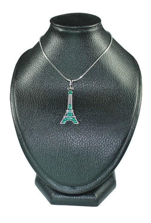 Collier Tour Eiffel strass verts