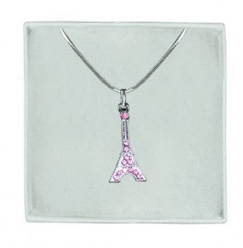 Collier Tour Eiffel strass roses