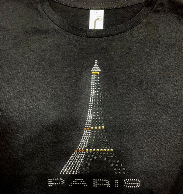 Camiseta Torre Eiffel Strass 3 colores estilizada