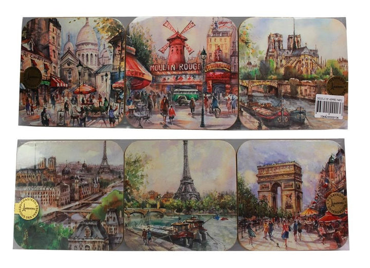 Conjunto de  6 aparadores de copos. Paris romantique